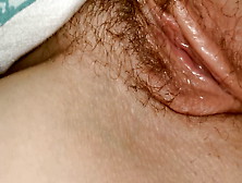 Relaxed Hairy Ex-Wife In Bed With Parted Lips