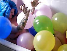 Punk Rock Girl Pops Balloons In Tub To Reveal Her Big Tits