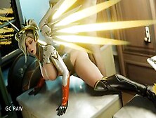 Doggy Style Sex With Cutie Flexible Mercy On Table.  Gcraw.  Overwatch