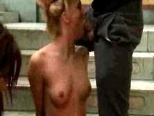 Blonde Bound And Stripped Naked In The Middle Of A City Square And Fucked In Tunnel
