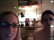 2 Nerdy Glassed Girl Fool Around And Tease Naked On Cam