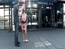 Being Tied And Paraded Nude In Public Makes The Brunette Crave Deepthroating