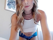 Teen Blonde In Cropped Tee Strips Solo