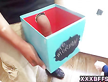 Teen Chicks Getting A Surprise.  Dicks In The Xmas Box
