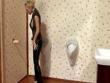 Horny Blonde In Gents Room Extreme Sperm Action