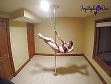 Teen Redhead Practicing Her Pole Dance Moves To Slow Edm