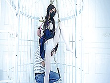 Japanese Lady Bondage In White Pantyhose