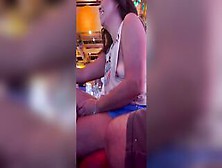 Tit Out Inside Very Risky Outdoor Casino With People Watching Voyeur