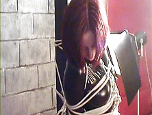 Post Tied And Ballgagged In Catsuit