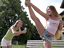 Picnic In Nature Turns To Lesbian Sex Adventure For Horny Candy Teen