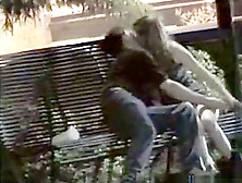 Voyeur Tapes A Girl Riding Her Bf Upskirt On A Bench In The Park