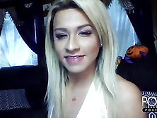 Sexy Blonde Shemale Cumshot