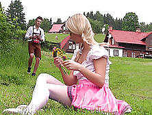 Teen With Blonde Pigtails Cayla Lyons Bends Over For A Fuck Outdoors