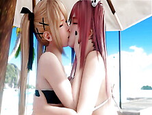 Marie Rose And Honoka Playing A Diffrent Kind Of Game At The Beach