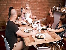 Teaser: Charlie Invites Her Friends For Dinner Which Ends Up Inside A Filthy Group Sex!