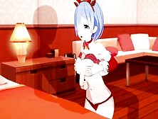 Re:zero Rem Riding Penis And Gets A Cummed For Christmas.