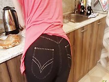 Huge Butt Cougar Head Gigantic Penis,  Anal Sex And Cum Eating Inside The Kitchen