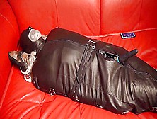 Leathermummy With Leather Hood Tape Gagged