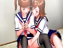 Adorable Hentai Girl Rubbing Her Coeds Lusty Pussy