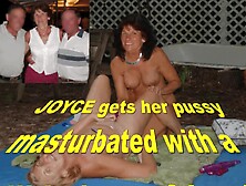 Joyce Gets Her Pussy Masturbated With A Dildo By Her Friend In Front Of Their Husbands
