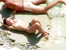 Woman In Thong Bikini Initiates Beach Sex
