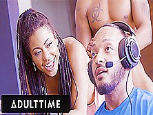 Adult Time - Big Dick Pizza Guy Dicks Down Ebony Babe Kira Noir Without Her Gamer Bf Noticing!