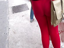 Sdruws2 - See Through Red Leggins And Visible Thong