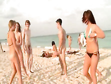 Sexy College Girls Play On The Beach In Bikinis
