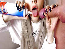 Delicious Breakfast With Cute Blonde.  Food Play And Oral Creampie (Cim)
