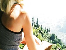 Bombshell Skank Outdoors Fitness Session Into Mountains