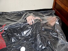 Nov 22 2023 - Vacpacked In Rubberboys Puffy Leather Jacket & Leather Trenchcoat Giant Leather Duvet Cover With My Pvc Aprons