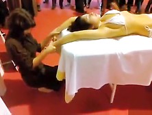 Double Massage In Public Of An Asian Bikini Girl