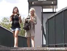 Two Hot Girls Peeing By Turn