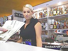 Large Tit Bartender Blows At Work For Specie