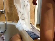Sweet Gf Peeing On Bf's Rod And Gives Hand-Job