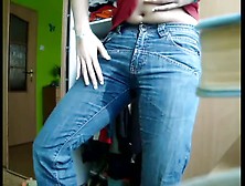 Girl Wets Her Jeans For Someone