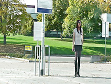 Crossdressing In Public - Short Skirt & Boots