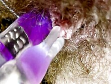 Bunny Dildo Test Masturbation Pov Closeup Erected Huge Clitoris Soak Orgasm Unshaved Cunt