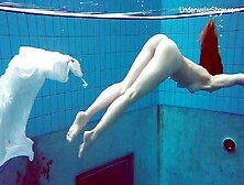 Nice Sexy Russian Chick Pool Swim Session Naked