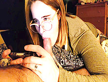 Nerdy Wife Sucks Man-Meat While Toying Movie Games Then Gets Fucked Pov