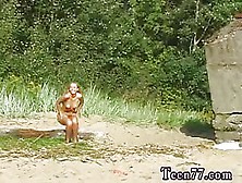Hidden Shower Head Masturbation Linda Gets Bare On The Beach