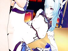 Sex On The Table With A Blue-Haired Bitch Eula From The Video Game Genshin Impact