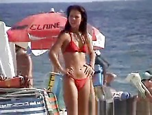 Brunette Teen With Red Bikini