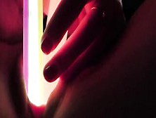 Hot Bombshell Masturbating With Crazy Glowsticks Opening Up Her Tight Twat For The Camera