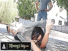 Mommy's Boy - Stacked Milf Gets Hard Fucked By Her Pervert Hung Gardener While Stuck In A Fence