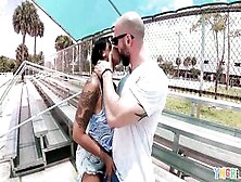 Yngr - Chicago 19 Yo Ameena Green Blows Penis Into Outdoor Before Oiling Up And Fucking Rough
