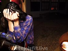 Camgirl Tries To Hold Back Her Moans While Playing The Guitar