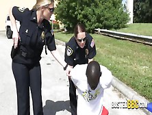 Officer Grabs Suspects Cock While He Drills The Other Milf Cop