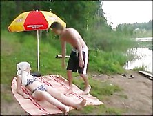 Russian Mature Mom And Her Boy On The Nature! Amateur!