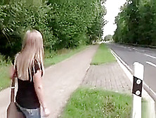 German Skinny Street Hooker Get Fuck Outside Without Condom